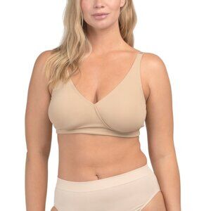 RHONDA SHEAR Beige Butterknit Wrap Bra With Crossover Back